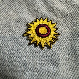 Tiny Star Burst Sunflower Embroidered Iron On Patch Applique‎ Yellow DIY Craft